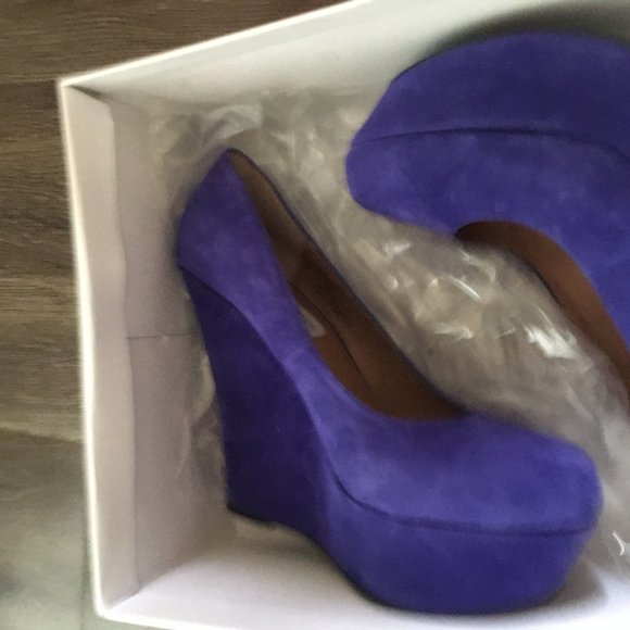 Steve Madden PAMMYY blue suede wedge 6.5 - Picture 13 of 14
